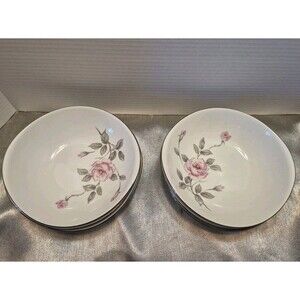 Three Castle China Garland Set Of 8 Dinner Bowls Pink Roses